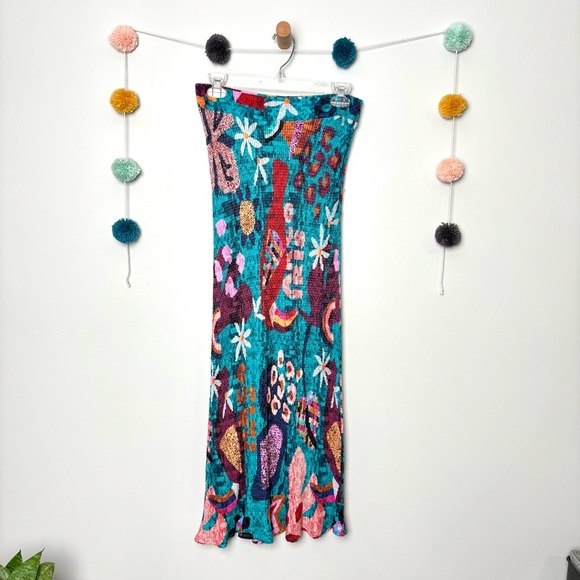 Anthropologie Farm Rio Gabriela Maxi Multicolor Textured Skirt - Picture 2 of 9